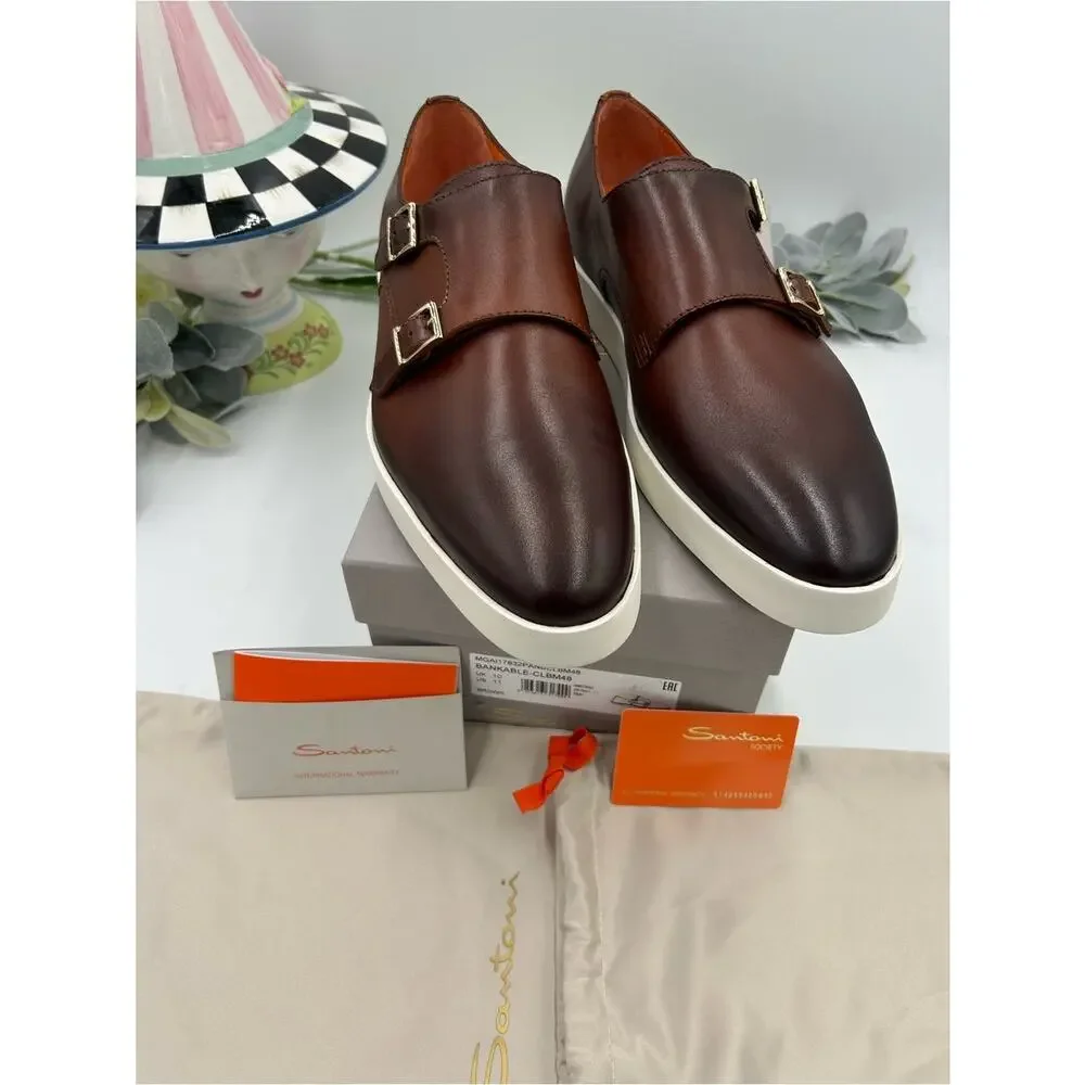 Men's Santoni bankable double Monk strap sneakers size 11 made in Italy